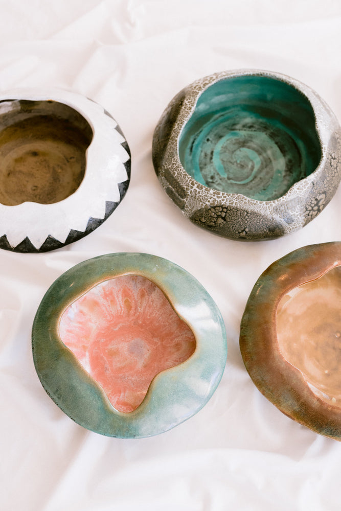 Colorful 4 ceramics bowls made in Ibiza